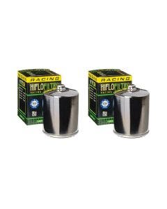 HiFloFiltro HF170CRC Chrome High Performance Oil Filter Set 80-99 Harley Big Twin