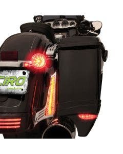 Ciro Chrome Filler Panel Lights w Amber Signals for Harley FLTR & FLH Models