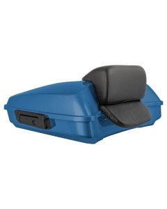 Hogworkz Daytona Blue Pearl Razor Tour Pack Slim Backrest Black Hardware for Harley® FLH '97-'24