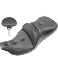 Saddlemen Black Pillow Top Roadsofa Seat W/ Backrest Harley 09-24 FLH/FLT