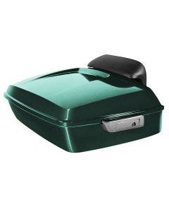 Hogworkz Alpine Green Chopped Tour Pack Slim Backrest Chrome Hardware for Harley FLH '97-'24