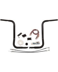 FBI Fat Baggers Black 16" EZ Install Rounded Handlebar Package Harley FLH 08-13
