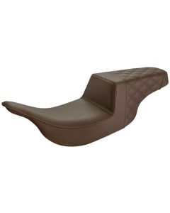 Saddlemen Step Up 2Up Seat Brown Smooth Rear Lattice Stitch Harley Touring 97-07