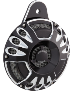 Arlen Ness 70-200 Black Billet Deep Cut Horn with Cover 12v Universal