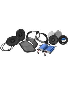 Hogtunes 4 Speaker Retro 6.5 & 6x9 Lid Cut in Kit w/ 450 Watt Amp for Harley 14-23