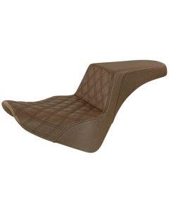 Saddlemen Brown Step Up 2-Up Seat Front Lattice Stitched Harley Softail M8 18-23