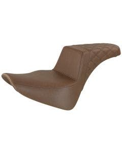 Saddlemen Brown Step Up 2-Up Seat Rear Lattice Stitched Harley Softail M8 18-23