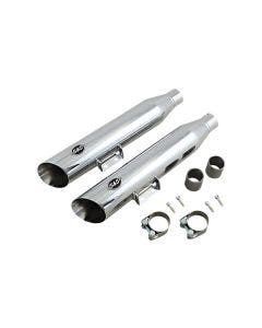 S&S Cycle Chrome Slash Cut 50 State Slip-On Mufflers Harley Softail M8 18-Up