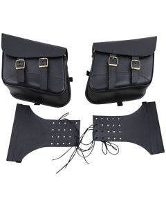 Willie & Max Black Brass Monkey Slant Saddlebags Small 12 x 9.5 x 5.5 Universal