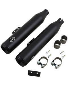 S&S Cycle Black Grand National 50 State Slip-On Mufflers Harley Softail M8 18-20