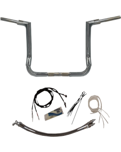 FBI Fat Baggers Chrome 1-1/2" EZ Install Flat Top 14" Handlebar Harley FLH 14-Up