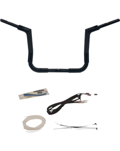 FBI Fat Baggers Black 1-1/2" EZ Install Flat Top 12" Handlebar Harley FLH 14-Up