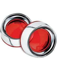 Kuryakyn 2109 Chrome Deep Dish Bullet Turn Signal Bezels Red Lens Harley