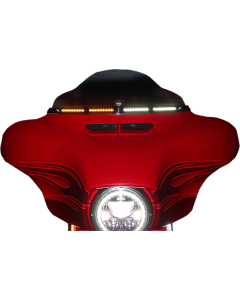 Custom Dynamics Genesis 4 Smoke LED Windshield Black Trim Harley Batwing 96-05