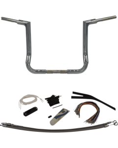FBI Fat Baggers Chrome 1-1/2 EZ Install Flat Top Handlebar 14" Harley FLH 08-13