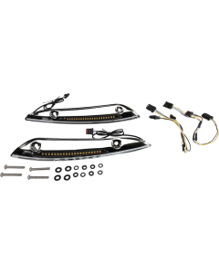 Custom Dynamics Chrome Sequential LED Windshield Trim Harley Road Glide 15-Up