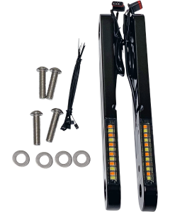 Custom Dynamics Black ProBEAM Dynamic Strips V2 Front Turn Signals Harley FLHT 14-22