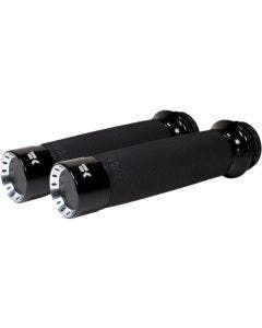 Khrome Werks Black Contour Turbine Grips 1" Bars TBW Harley & Custom 500120