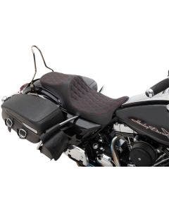 Drag Specialties Predator III 2-Up Seat Red Double Diamond Harley Touring 08-23