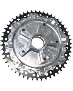 Alloy Art Black & Machine Cush Drive Carrier 51T Chain Conversion Harley FLH 09-21