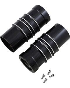Covington Customs Black Ripper Finned Billet Fork Bellows Leg Bells Harley 80-13