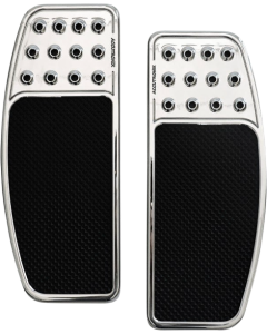 Accutronix FBF01-DOC Chrome Knurled Drilled Front Floorboards Harley 84-Up