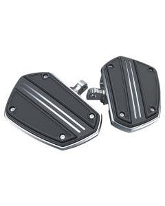 Ciro Chrome Twin Rail Boards Floorboards w/ Adapter Harley Male Mount Clevis