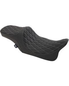 Drag Specialties Predator III 2-Up Seat Silver Double Diamond Harley Touring 97-07
