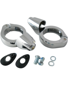 Drag Chrome 49mm Fork Turn Signal Clamp Mounts Harley & Metric Custom