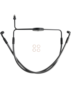 Magnum KARBONFIBR Lower Brake Line AN-3 ABS Dual Disc Harley Fat Bob 08-17