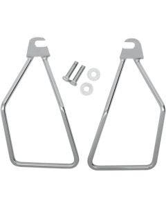 Drag Chrome Steel Saddlebag Support Brackets Single Bolt Harley 84-99 Softail