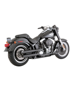 Vance & Hines Black Twin Slash Round 3" Slip-On Mufflers Harley '10-'17 FLSTFI