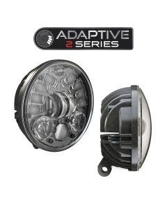 JW Speaker 0555111 Black 5.75" Adaptive LED Pedestal Mount Headlight Harley Metric