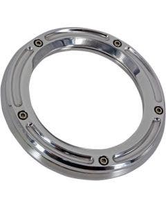 Trask TM-0041CH Chrome Billet Assault Clear Derby Cover 5-Hole Harley 16-Up