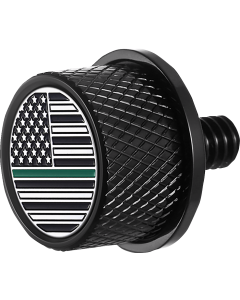 Figurati Black Contrast Green Line Flag Seat Mounting Knob 4 Harley 65-22 Touring