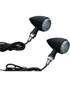 Kuryakyn 2510 Black Torpedo Front Indicator Turn Signal Lights Amber Lens 12V