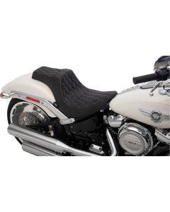 Drag Specialties Silver Diamond Predator III 2Up Vinyl Seat Harley Softail 18-Up