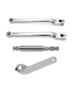 Extended 9-3/4" Chrome Heel Toe Splined Shift Lever Set w/ Shaft & Inner Cover 86-18