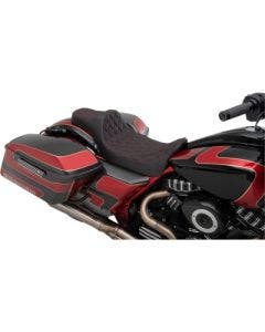 Drag Extended Reach Predator III 2-Up Seat Red Diamond Harley FLH/T 08-Up