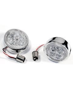 Ciro FANG® Chrome w/ Clear Lens Rear Signal Light Inserts With Bezel Dual Circuit