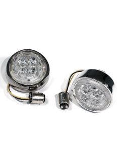 Ciro FANG® White Chrome w/ Clear Lens Halo Front Signal Light Inserts With Bezel