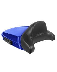 Hogworkz Fathom Blue Chopped Tour Pack Full Backrest Black Hardware for Harley FLH '97-'24