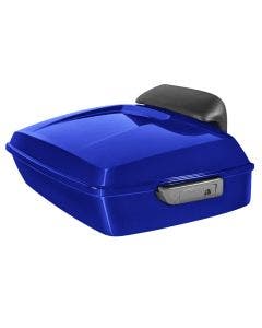 Hogworkz Fathom Blue Chopped Tour Pack Slim Backrest Chrome Hardware for Harley FLH '97-'24
