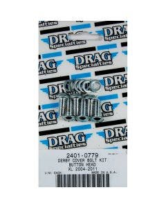 Drag Specialties Chrome Smooth Derby Cover Bolt Kit 4 Harley 04-22 XL