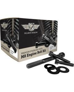 Figurati Black Steel M8 Engine Bolt Kit 4 Harley 17-24 Touring & Softail