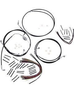Magnum XR Handlebar Cable Install Kit Black Chrome 15-17 Rise Harley 09-12