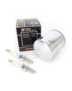 Tune Up Kit Chrome Oil Filter & NGK Spark Plugs Harley Twin Cam 99-16
