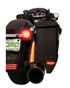 Ciro Black Filler Panel Lights w Amber Signals for Harley FLTR & FLH Models