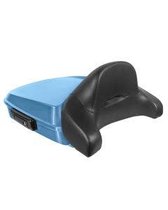 Hogworkz Frosted Teal Chopped Tour Pack Full Backrest Black Hardware for Harley FLH '97-'24