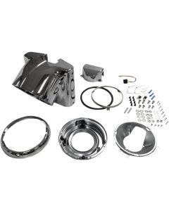 Drag 2001-1481 Chrome Nacelle Headlight Cowl Kit 01-17 Harley Softail FLST
